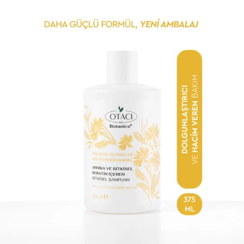 شامپوی گیاهی حجم‌دهنده و تقویت‌کننده Otacı Botanics+ با Keratin گیاهی و آرنیکا ۳۷۵ میلی‌لیتر