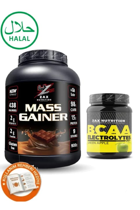 zax nutrition MASS GAINER شکلاتی و BCAA سیب سبز - بسته حجمی