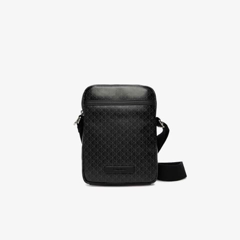 کیف چرمی دوشی مردانه مشکی اسلیم Calvin Klein Emblem Coated