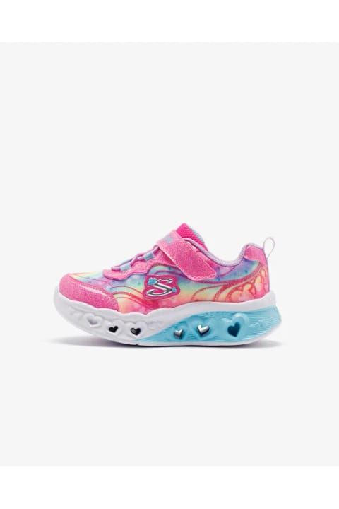 SKECHERS FLUTTER HEART LIGHTS - GROOVY SWIRL کفش اسپرت دختربچه صورتی چراغدار