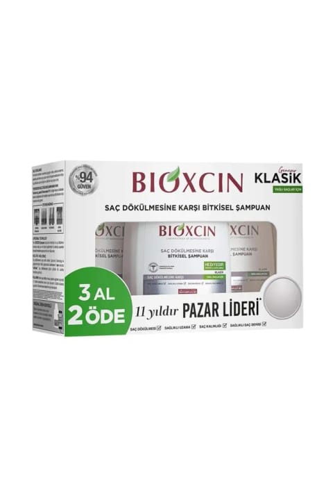 Bioxcin شامپوی ضد ریزش مو کلاسیک مخصوص موهای چرب ۳×۳۰۰ میلیلیتر