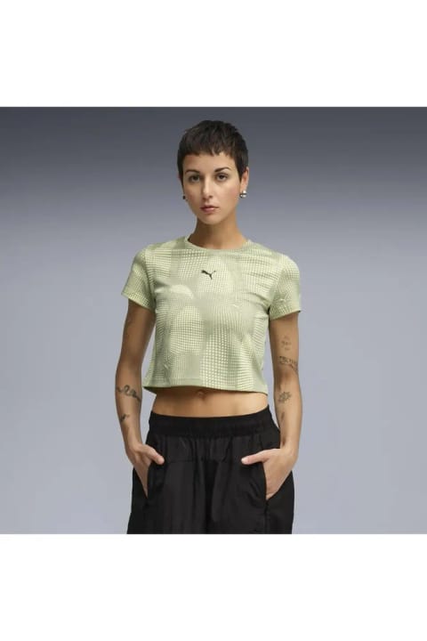 تیشرت کراپ زنانه Puma DARE TO AOP بیبی تی رنگ خاکی