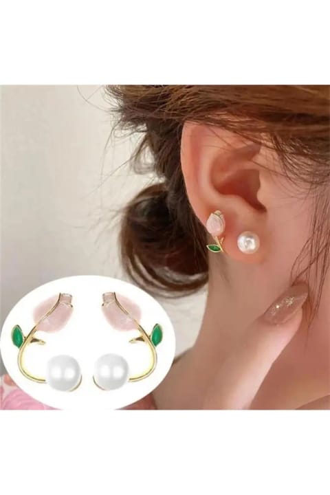 Pelin Aksesuar گوشواره لاله صورتی و مروارید