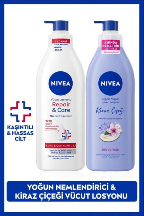 NIVEA لوسیون بدن شکوفه گیلاس و لوسیون مرطوبکننده Repair&Care 400ml