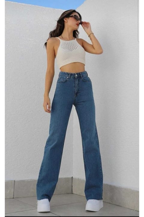 Trn JNS Serenity Ikon Indigo Blue Women's Loose Stretch 90's Super High Waist Jeans