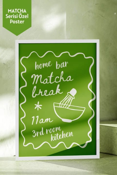 پوستر مینیمال Matcha Break میم اند مور