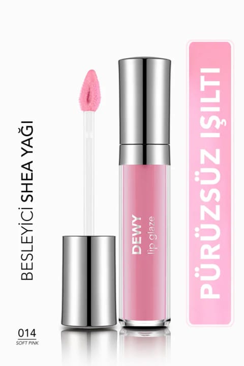 Flormar Dewy Lip Glaze مرطوبکننده نیمه شفاف براق کننده لب — 014 Soft Pink