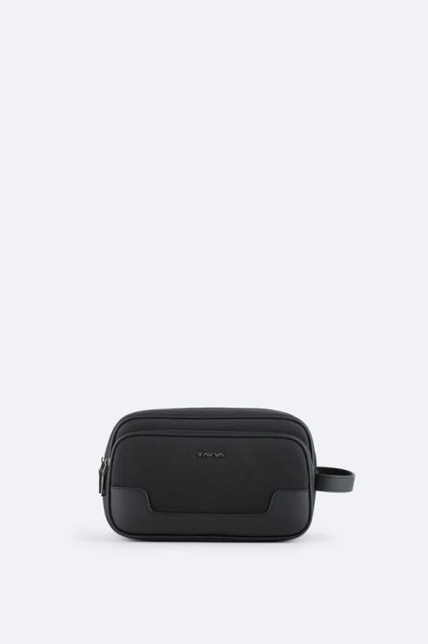 کیف دستی جادار و کیف اصلاح با جزئیات چرم مشکی