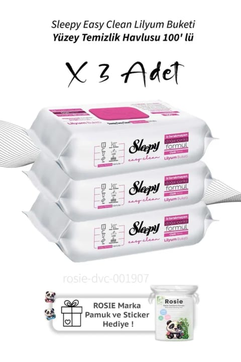 Sleepy Easy Clean دستمال تمیزکننده سطح با رایحه دسته گل لیلیوم ۱۰۰ عددی × ۳