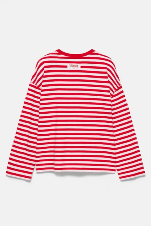 تی‌شرت oversize راه‌راه با نوشته