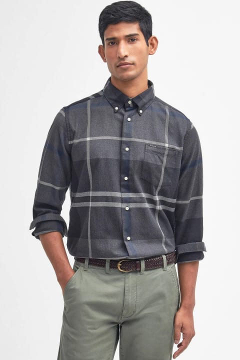 پیراهن باربور مدل Dunoon Tailored Tartan رنگ GY38 Graphit