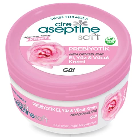 Cire Aseptine Soft کرم حاوی رز، متعادلکننده رطوبت و مغذی پریبیوتیک ۱۰۰ میلیلیتر