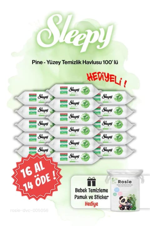 Sleepy Pine دستمال مرطوب کاج طراوت 16 عددی