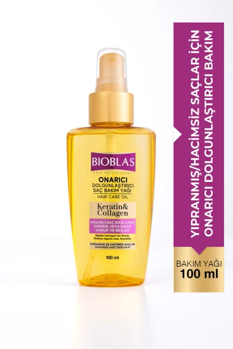 Bioblas Keratin Kolajen ترمیم‌کننده و حجم‌دهنده روغن مراقبت از مو 100 میلی‌لیتر