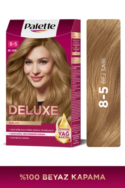 Palette Deluxe 8-5 Bej Sarı Rich Oil Care Kit Hair Dye Care Mask