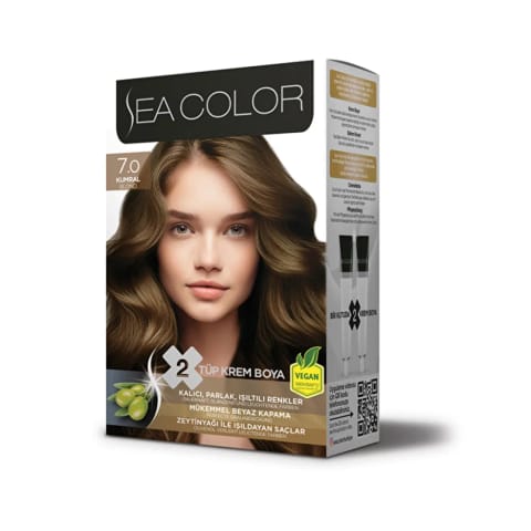 ست رنگ مو Sea Color سایه 7.0 قهوه‌ای روشن