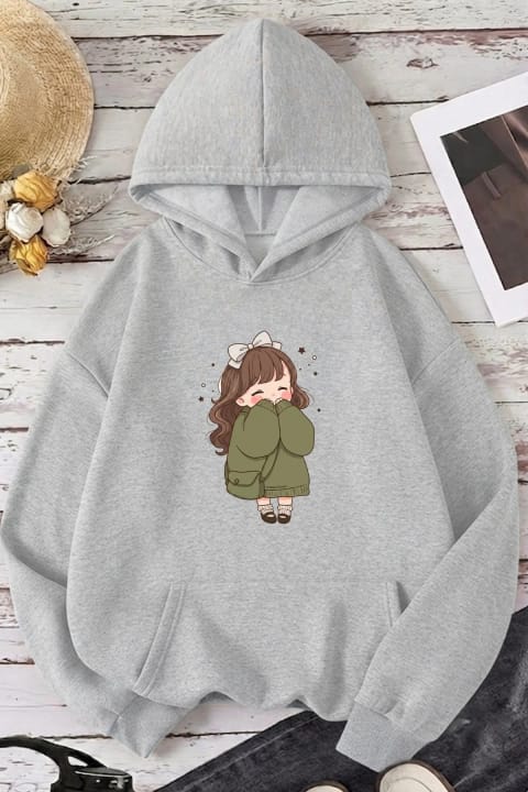 هودی اورسایز یونیسکس uyguntarz مدل CuteAnime چاپی با کلاه
