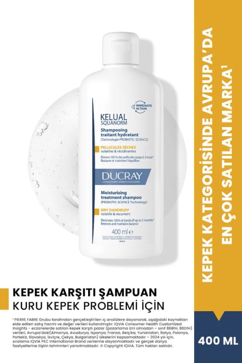 شامپو ضدشوره Ducray Kelual Squanorm مخصوص موهای خشک 400 ml