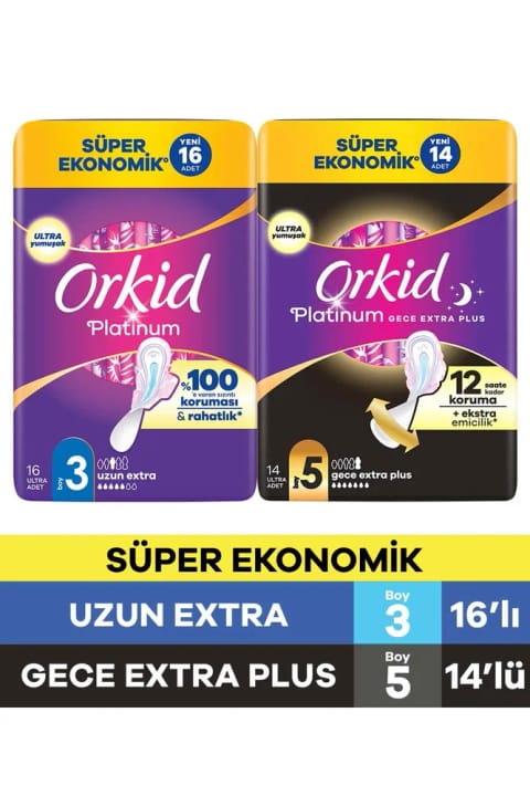 اورکید پلاتینیوم نایت اکسترا پلاس (سایز 5) ۱۴ عددی + لانگ اکسترا (سایز 3) ۱۶ عددی