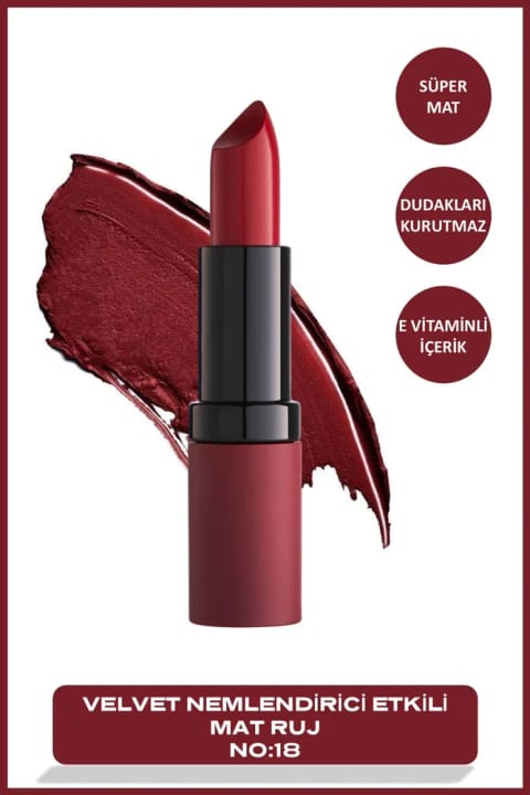 Golden Rose Velvet Matte Lipstick No: 18 - رژ لب مات مخملی با پیگمنت بالا