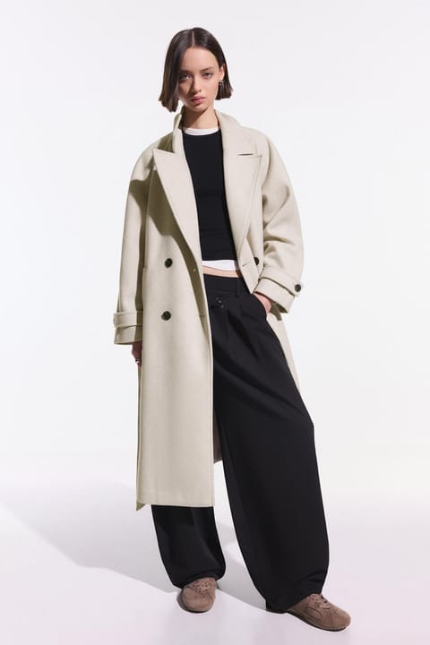 ترنچکت نرم کمربنددار Bershka