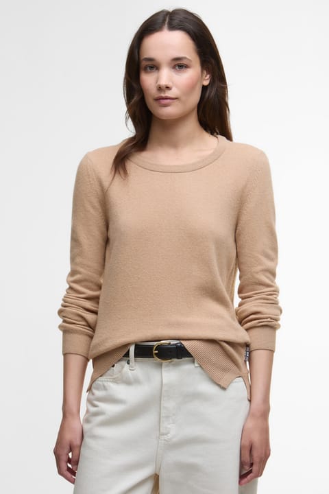 پلیور بافت یقه گرد Barbour Pendle BE12 رنگ Pale Camel/Hessian