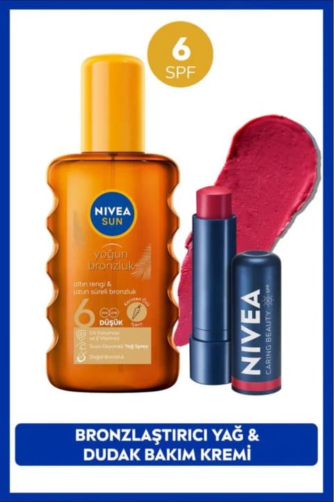 NIVEA SUN SPF6 برنزهکننده روغن آفتاب 200ml و مرطوبکننده قرمز...