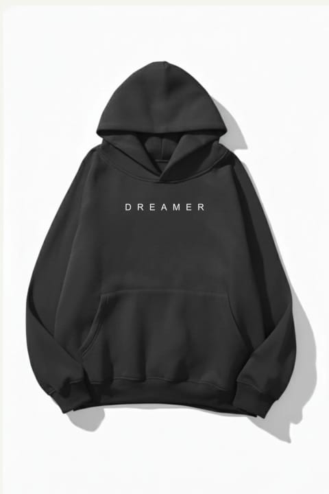 هودی اورسایز یونیسکس uyguntarz طرح Dreamer بافت سهنخ پنبهای نرم