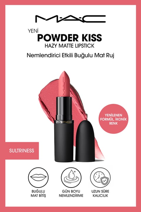 رژ لب مات مخملی M.A.C Powder Kiss Hazy Matte با اثر آبرسان - Su...