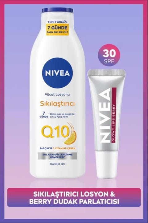 NIVEA Q10 7 Günde Sıkılaştırıcı Vücut Bakım Losyonu 250ml ve Berry Renkli Nem...