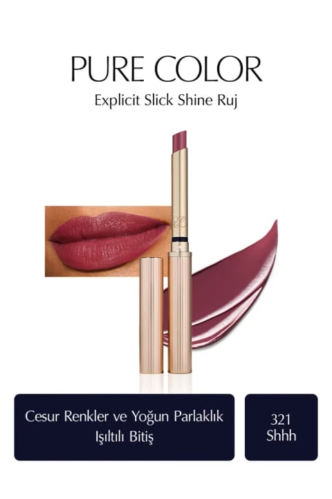رژ لب براق Estee Lauder مدل Pure Color Explicit Slick Shine - رنگ Ren... — 321 Shhh