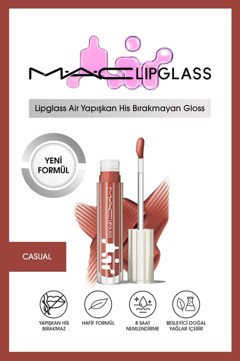 برق لب M.A.C Lipglass Air بدون حس چسبندگی - CASUAL