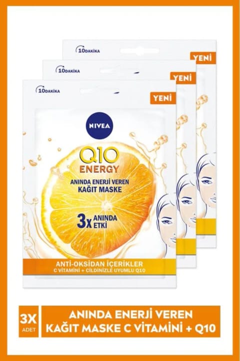 NIVEA Q10 Energy کاغذی ماسک 1 عدد × 3
