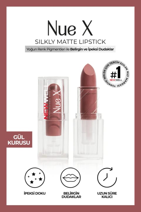 New Well Nue X Silkly Matte رژ لب گلسرخ 02