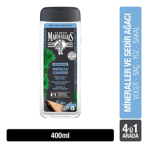 Le Petit Marseillais ژل دوش مردانه با مواد معدنی و چوب سدر 400 میلیلیتر