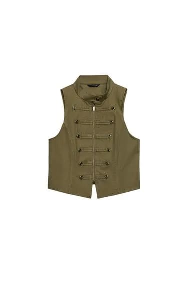 Zara جلیقه زیپ‌دار با دکمه