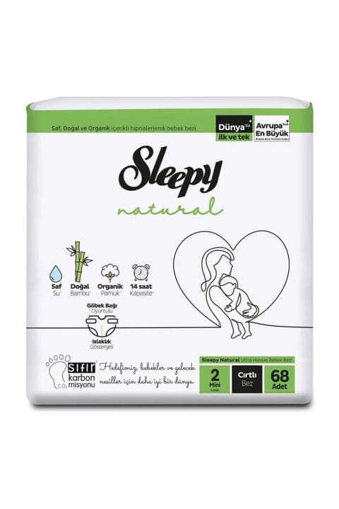 Sleepy Natural Jumbo پک ۲ سایز مینی ۳-۶ کیلوگرم ۶۸ عددی