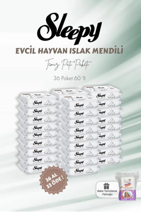دستمال مرطوب حیوانات خانگی Sleepy و پنبه کودک