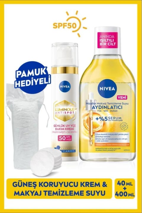 NIVEA SPF50 Luminous630 ضد لک ضد آفتاب و پاککننده میسلار