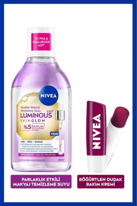 NIVEA Luminous630 Skin Glow Micellar آب پاککننده آرایش و بالم لب