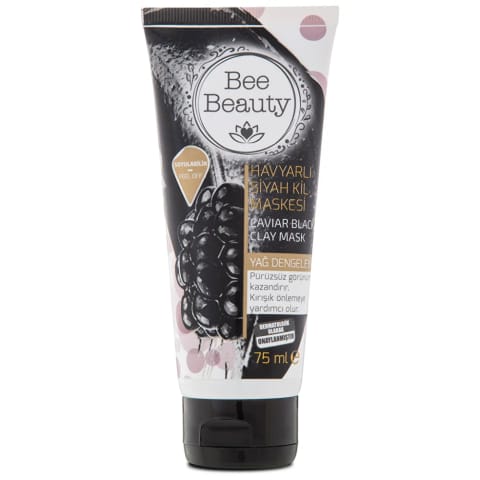 Bee Beauty ماسک مشکی خاک رس با خاویار ۷۵ میلی‌لیتر