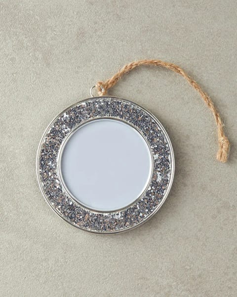 آویز درخت کریسمس فلزی با قاب Glitter، ۶×۶ سانتی‌متر، Silver