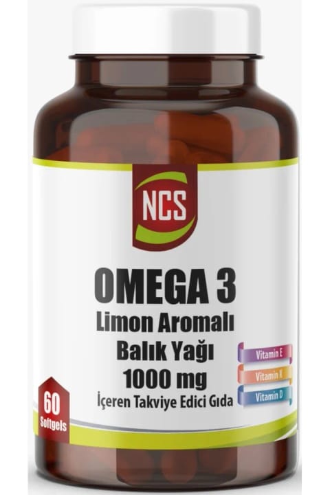 NCS Omega 3 روغن ماهی با طعم طبیعی لیمو 1000 میلیگرم 60 کپسول نرم