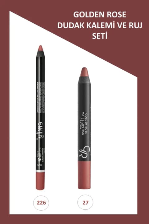 Golden Rose Matte Lipstick Crayon شماره 27 رژ لب مات و Emily مداد لب ماندگار...