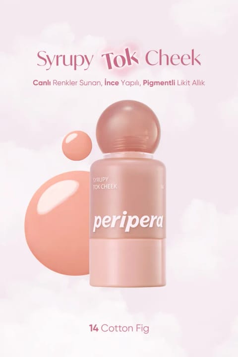 PERIPERA رژگونه مایع سبک با بافت یکپارچه با پوست، پیگمنته Syrupy Tok Che... — 14 Cotton Fig