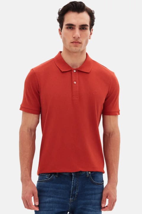 D'S Damat Regular Fit دارچنی پولوشرت ۱۰۰٪ پنبه ضدچروک