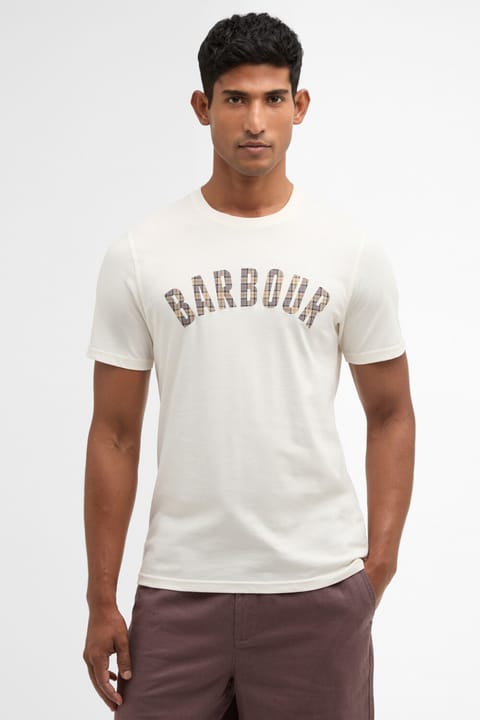 تیشرت باربور Berwick Tartan مدل WH32 رنگ Whisper White