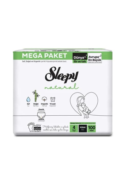Sleepy Natural سایز 4 ماکسی 100 عددی شورت پوشک