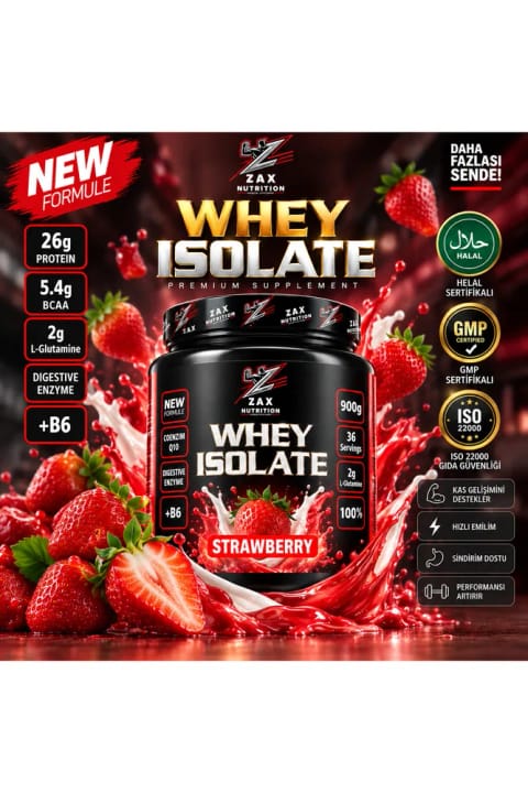 Zax Nutrition ایزوله وی پروتئین ۹۰۰ طعم توت فرنگی