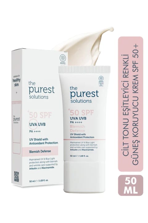 The Purest Solutions ضد لک و یکنواخت‌کننده رنگ پوست ضدآفتاب رنگی